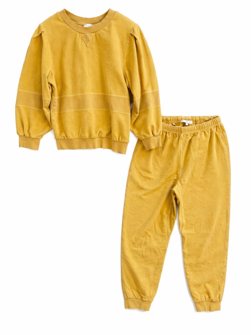 LoveShackFancy Mustard Yellow Sweatshirt & Joggers Set
